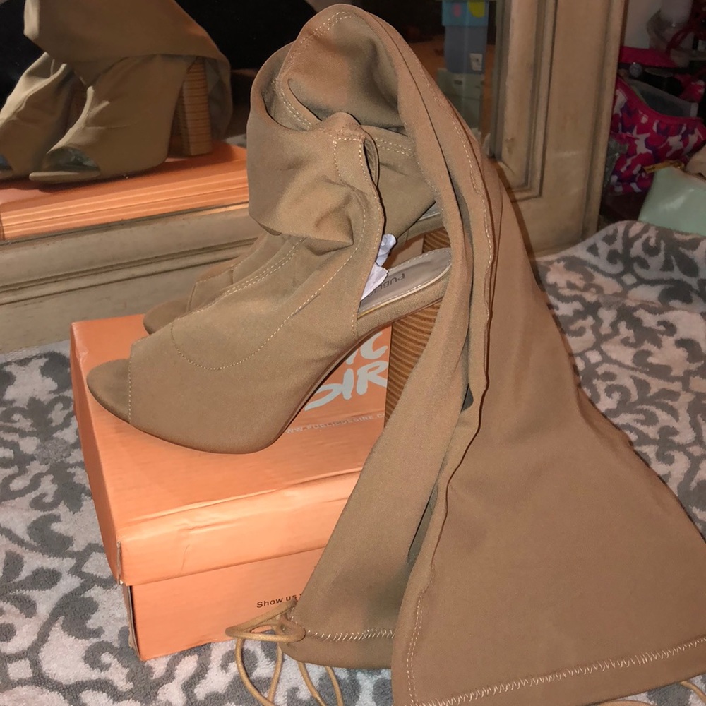 Nude High Heel Boots